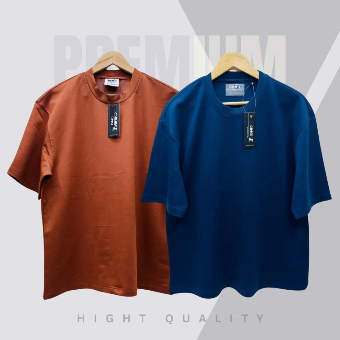 2 Pieces Premium Drop Shoulder coffee & navy blue