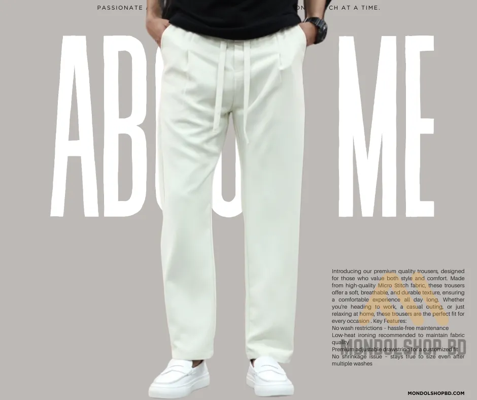 Premium Quality Solid Trouser's-Of white
