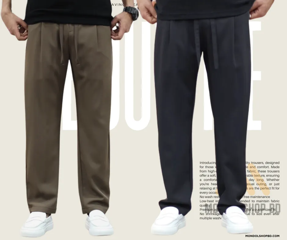 2 Pieces Premium Quality Solid Trouser's-Coffee & Black