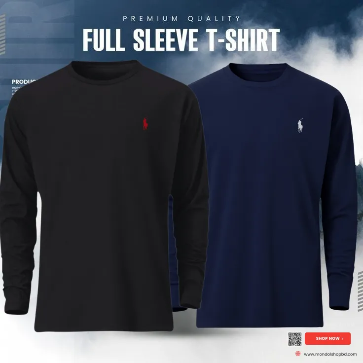 2 Pieces Premium Full Sleeve T-Shirt –  Black & Navy Blue