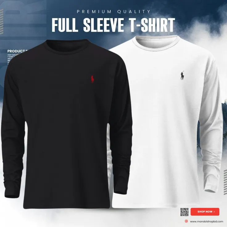 2 Pieces Premium Full Sleeve T-Shirt – Black & White