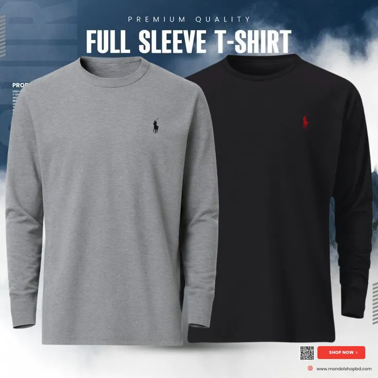 2 Pieces Premium Full Sleeve T-Shirt –  Gray & Black