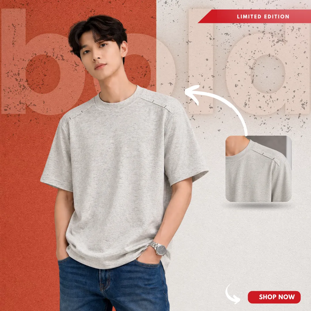 1 Piece Limited Edition Gray Drop Shoulder T-Shirt