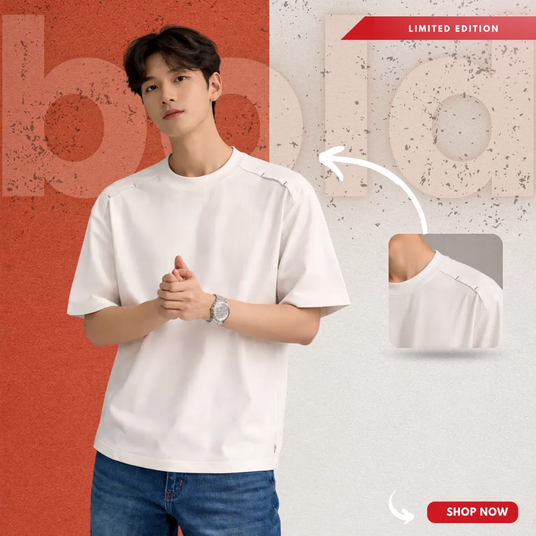 1 Piece Limited Edition Of White Drop Shoulder T-Shir