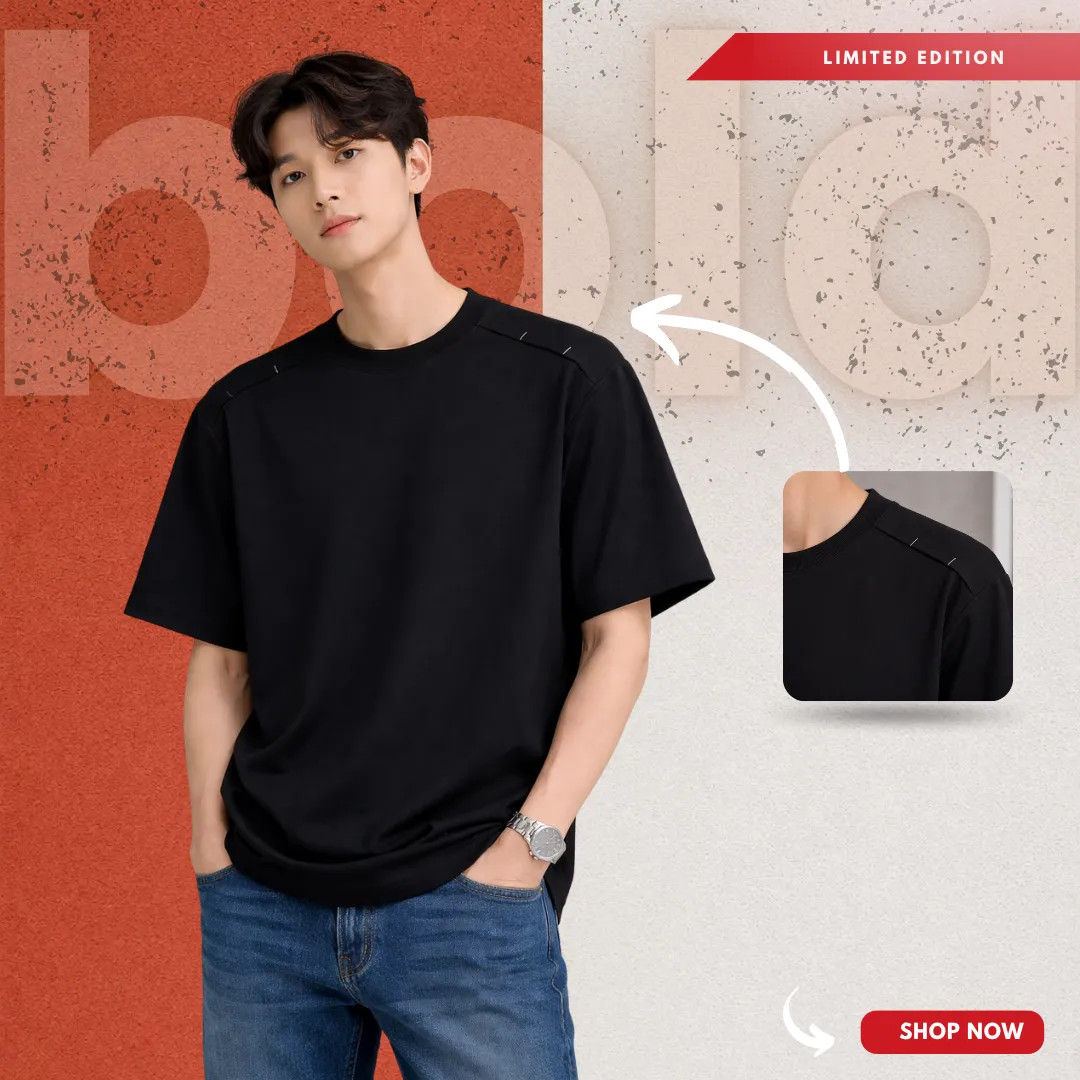 1 Piece Limited Edition Black Drop Shoulder T-Shirt