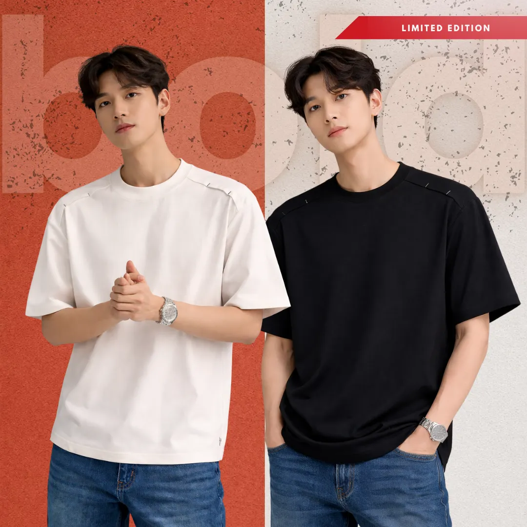 2  Piece Limited Edition Black & White Drop Shoulder T-Shirt